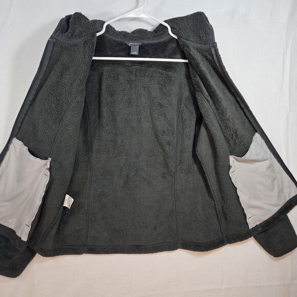Eddie Bauer Womens Fuzzy Fleece Black Long Sleeve Full Zip Hooded Coat Jacket M - Picture 5 of 14